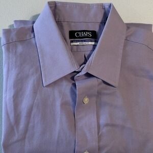 Chaps Mens Shirt L‎ 16.5 34/35 Purple Stretch Wrinkle Free Button Up Long Sleeve
